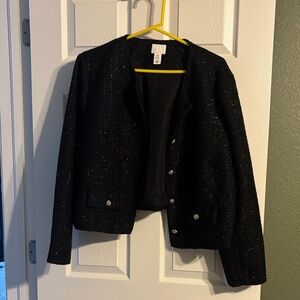 H&M Black Sparkle Cropped Blazer